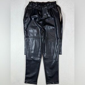 NWT Bagatelle Collection XS Black Faux Leather Trousers Chic Details Soft Pants